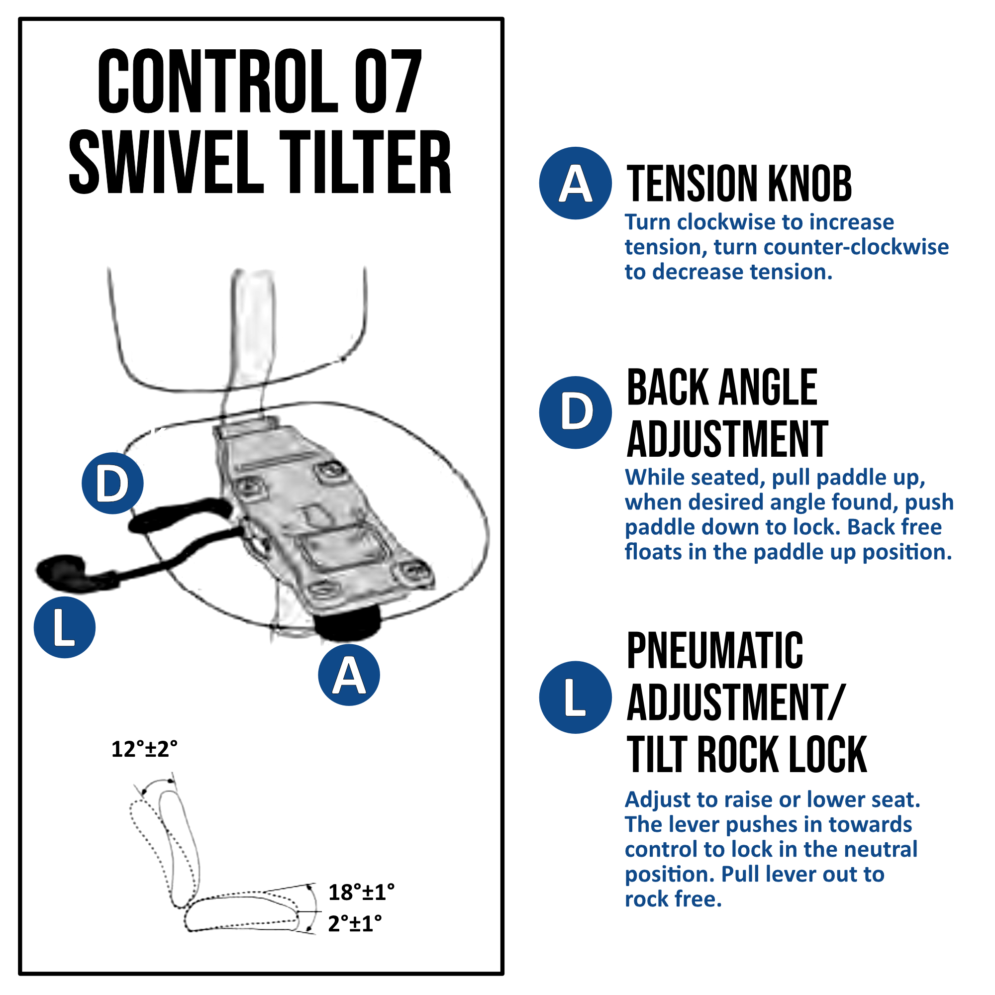 Enhanced task 07-control with seat slider and ratchet back - Model NS253